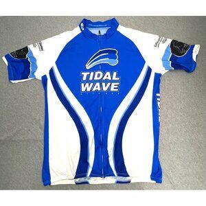Sugoi Cycling Jersey Tidal Wave Blue White Mens‎ Full Zip Short Sleeve XXL